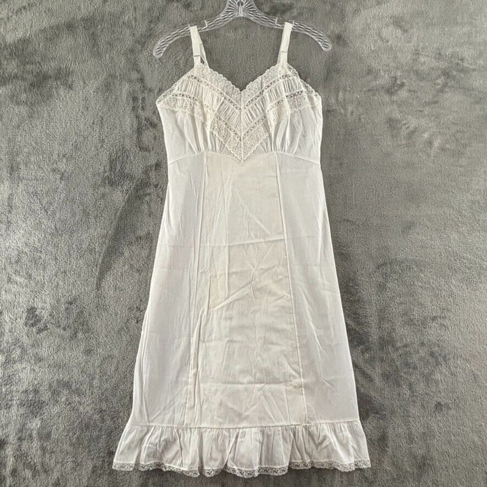 Vintage Penney's Adonna Full Slip Womens 34 White Lanolized New Old Stock Flaws